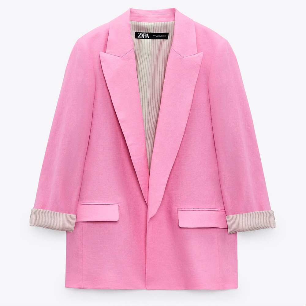 Zara pink linen blazer